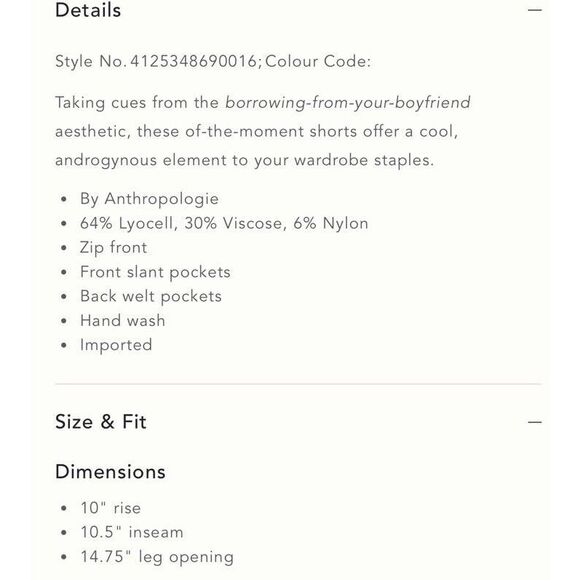 Anthropologie Women Size 4 Wide Leg Shorts‎ Tan Boyfriend Slant Pocket Business - Picture 3 of 11